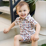 Lila and Hayes Tripp Boys' Polo Shortall - Western Pups