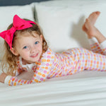 Lila and Hayes Alden Girls' Pima Cotton Pajama Pant Set - Preppy Pumpkins Bright