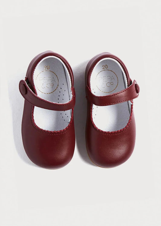 Pepa London Mary Jane Baby Shoes in Burgundy