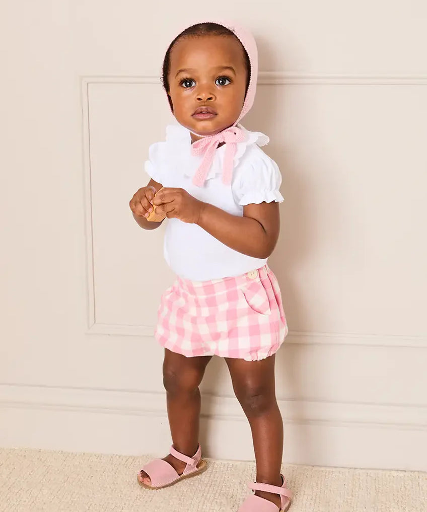 Catherine Gingham Button Detail Bloomers in Pink