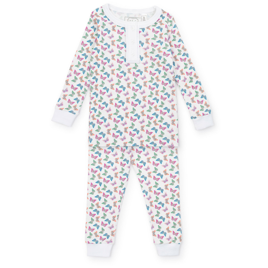Lila and Hayes Alden Girls' Pima Cotton Pajama Pant Set - Bright Butterflies