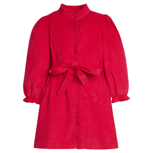 Little English Allie Dress- Red Corduroy