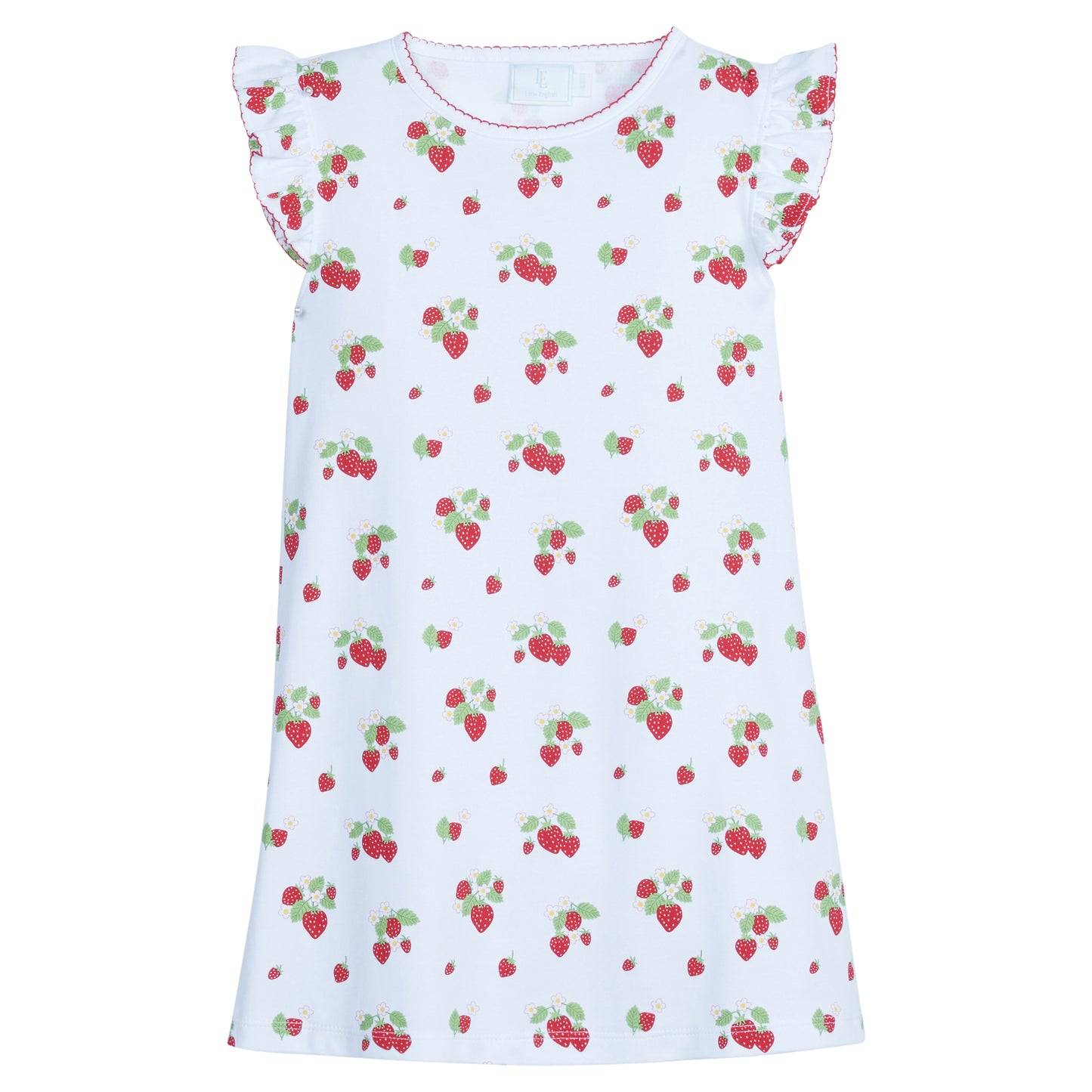 Little English Angel Sleeve Dress- Strawberries