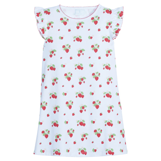 Little English Angel Sleeve Dress- Strawberries