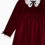 La Coqueta Burgundy Antonella Velvet Girl Empire Dress