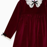La Coqueta Burgundy Antonella Velvet Girl Empire Dress