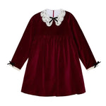 La Coqueta Burgundy Antonella Velvet Girl Empire Dress