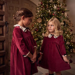 La Coqueta Burgundy Antonella Velvet Girl Empire Dress