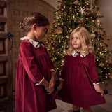 La Coqueta Burgundy Antonella Velvet Girl Empire Dress