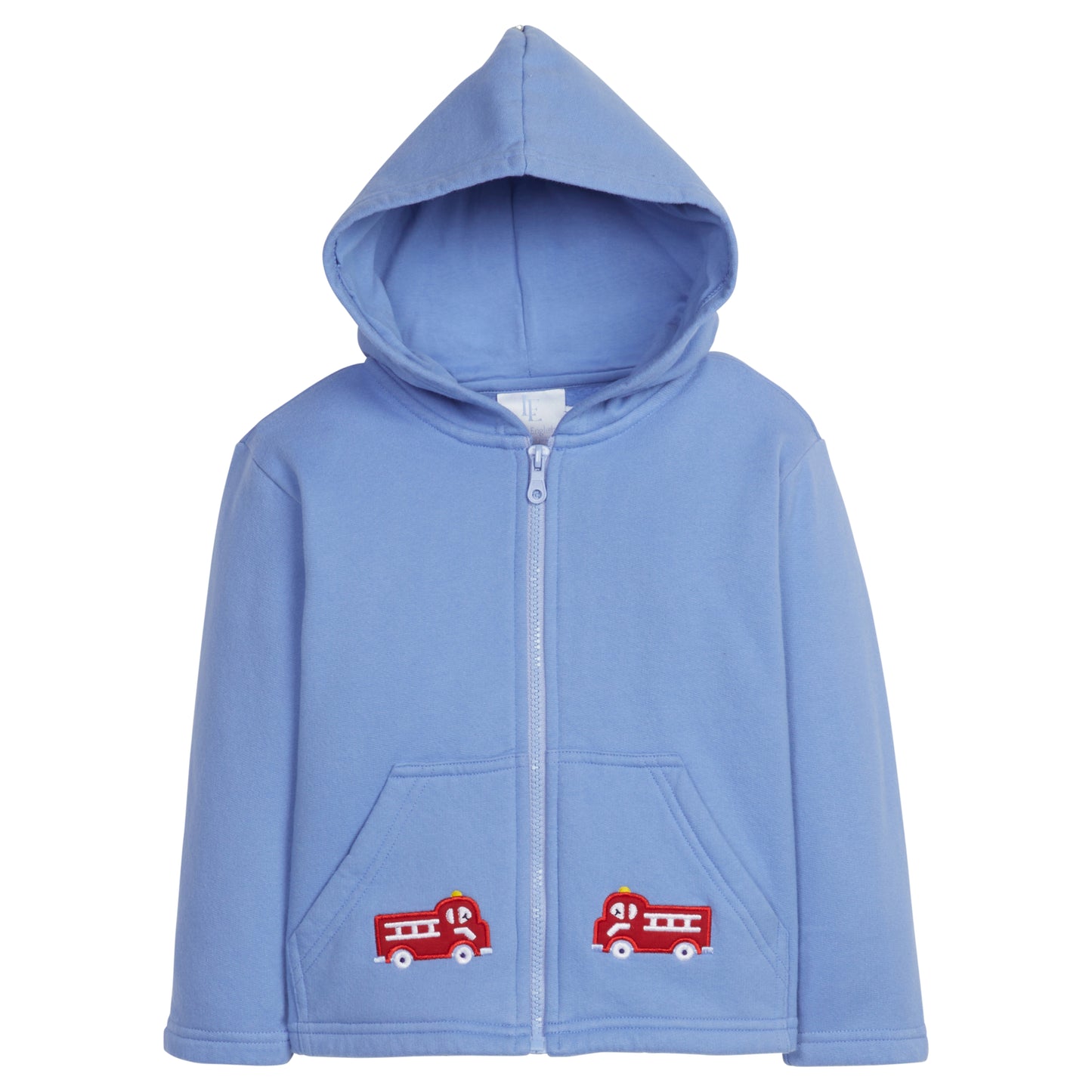 Little English Applique Hoodie - Fire Truck