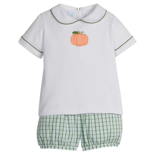 Applique Peter Pan Banded Short Set- Pumpkin