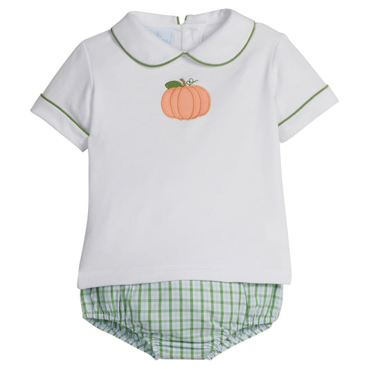 Little English Applique Peter Pan Diaper Set- Pumpkin