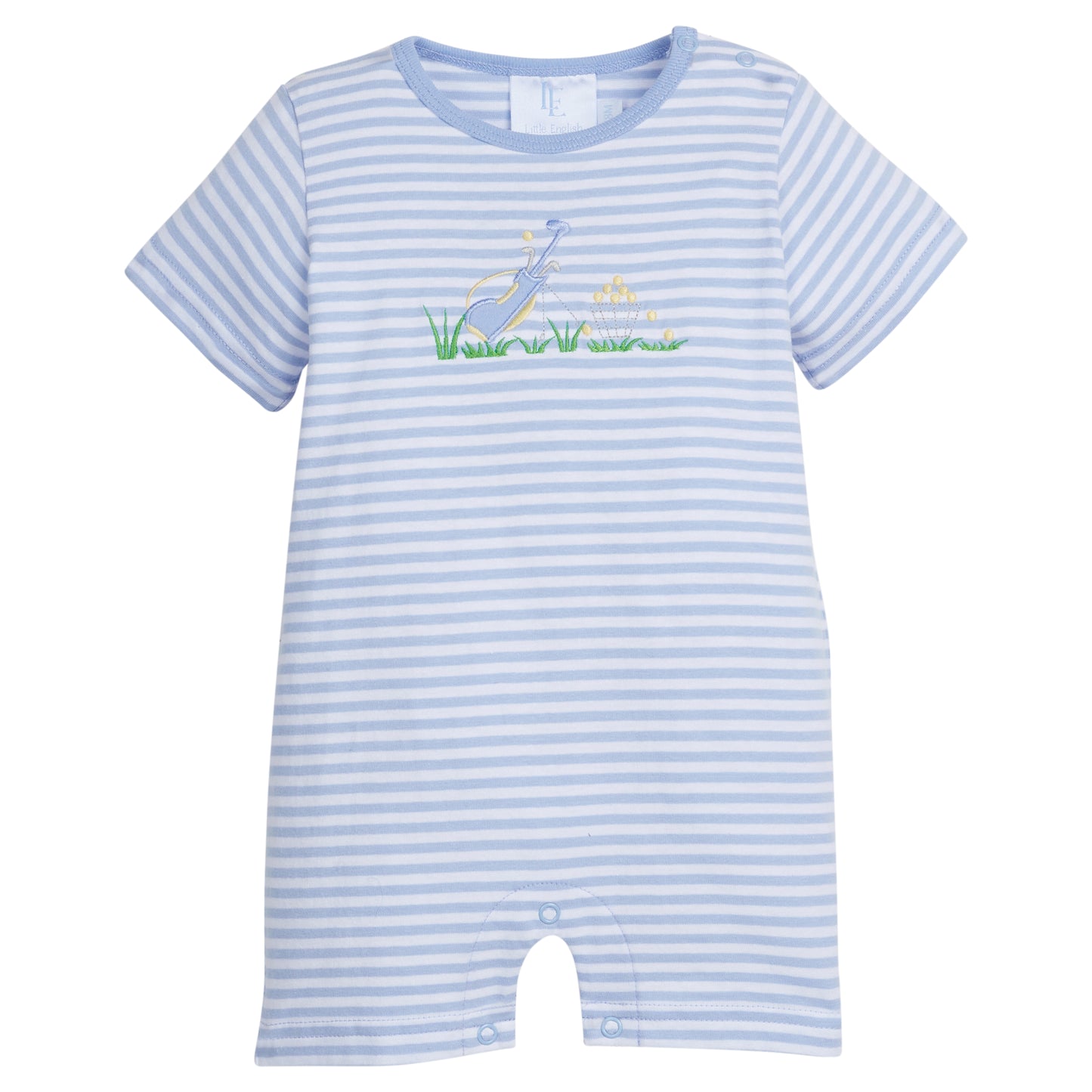 Little English Applique Romper- Golf Tee