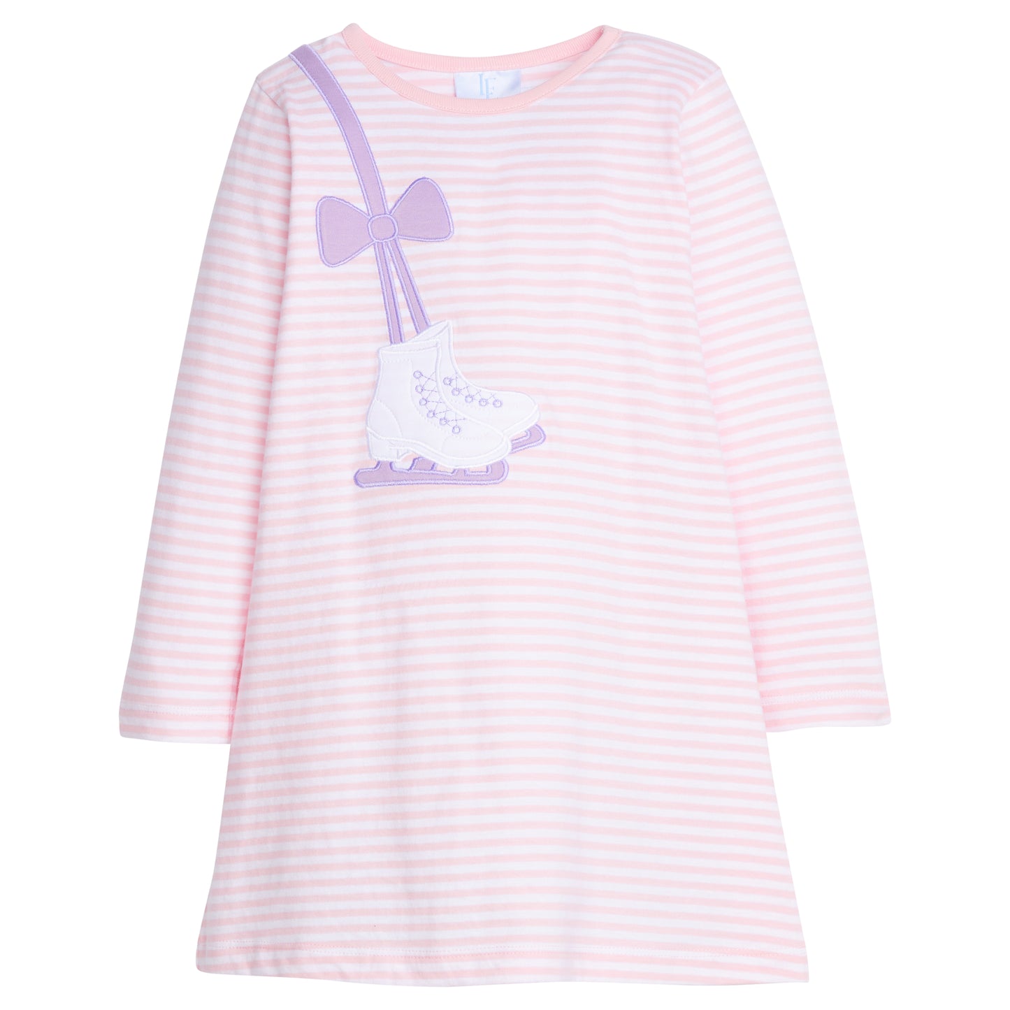 Little English Applique T-Shirt Dress - Ice Skate