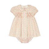 La Coqueta Pink Floral Stripe Arcadia Baby Girl Hand Smocked Set