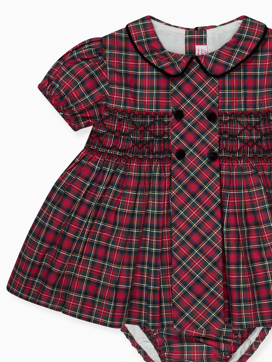 La Coqueta Red Tartan Arcadia Hand-Smocked Set