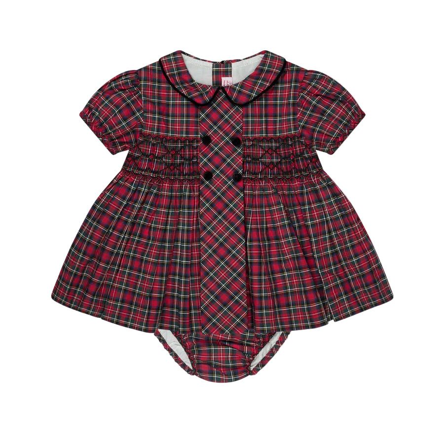 La Coqueta Red Tartan Arcadia Hand-Smocked Set