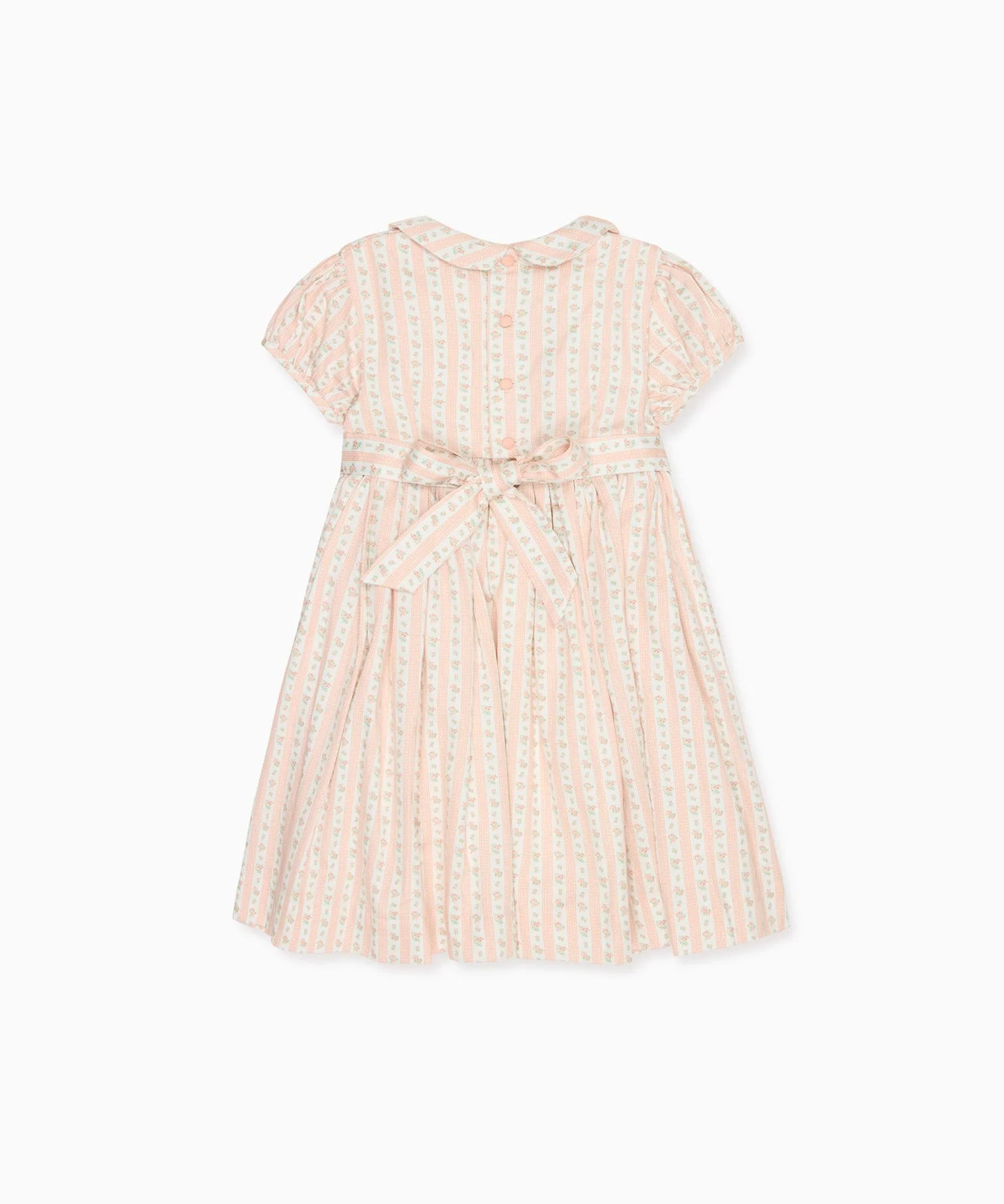La Coqueta Pink Floral Stripe Arcadia Hand Smocked Dress