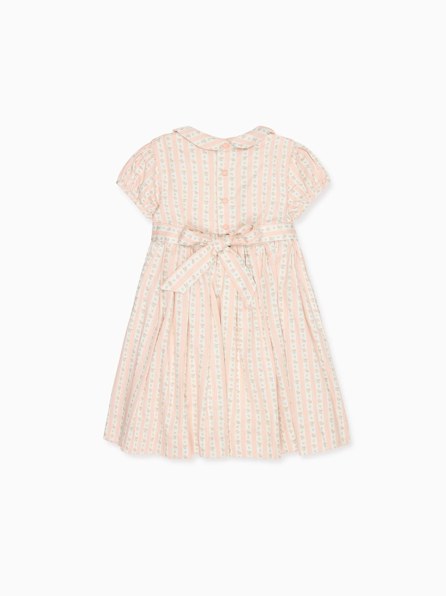 La Coqueta Pink Floral Stripe Arcadia Hand Smocked Dress