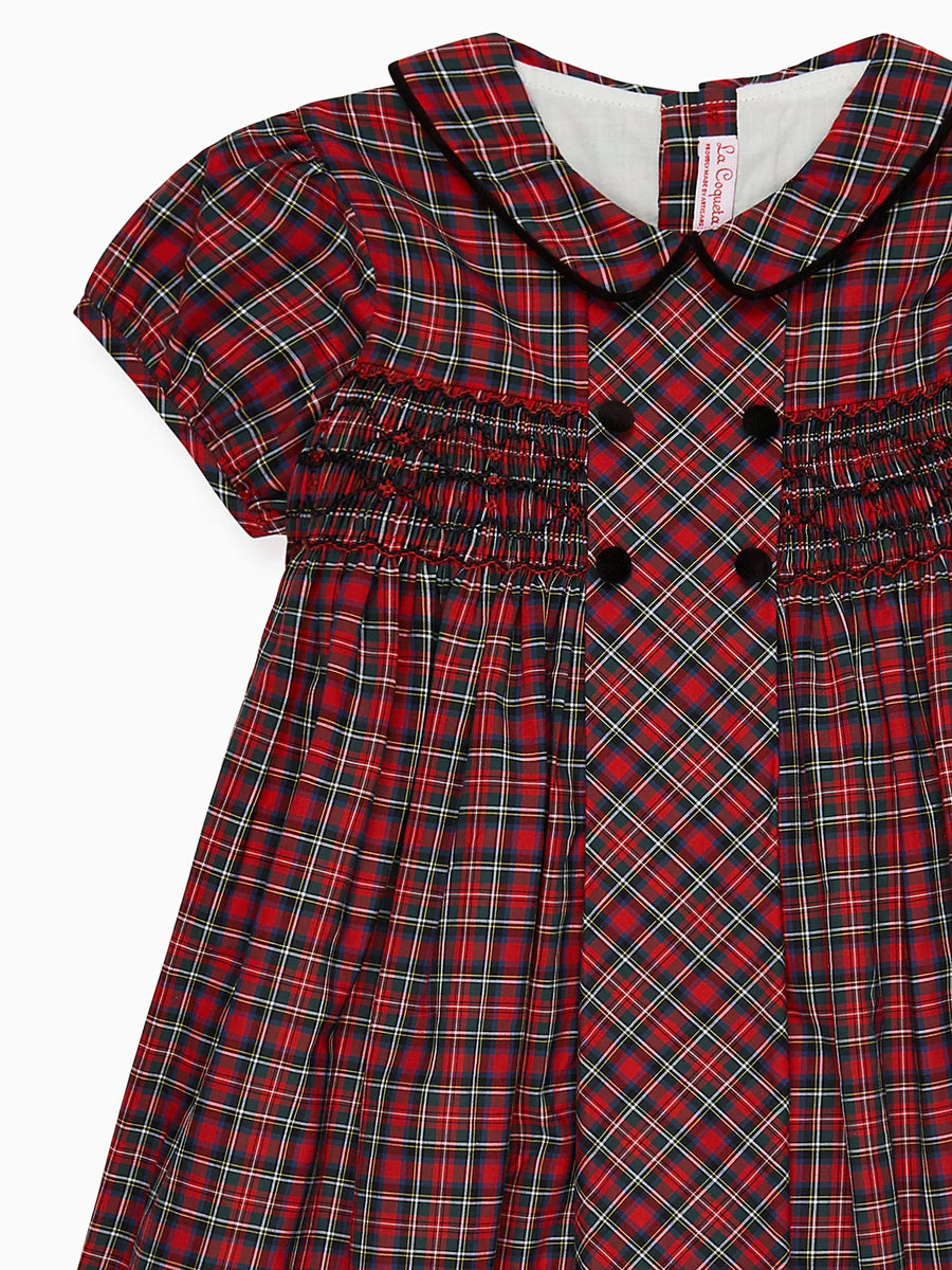 La Coqueta Red Tartan Arcadia Girl Hand-Smocked Dress
