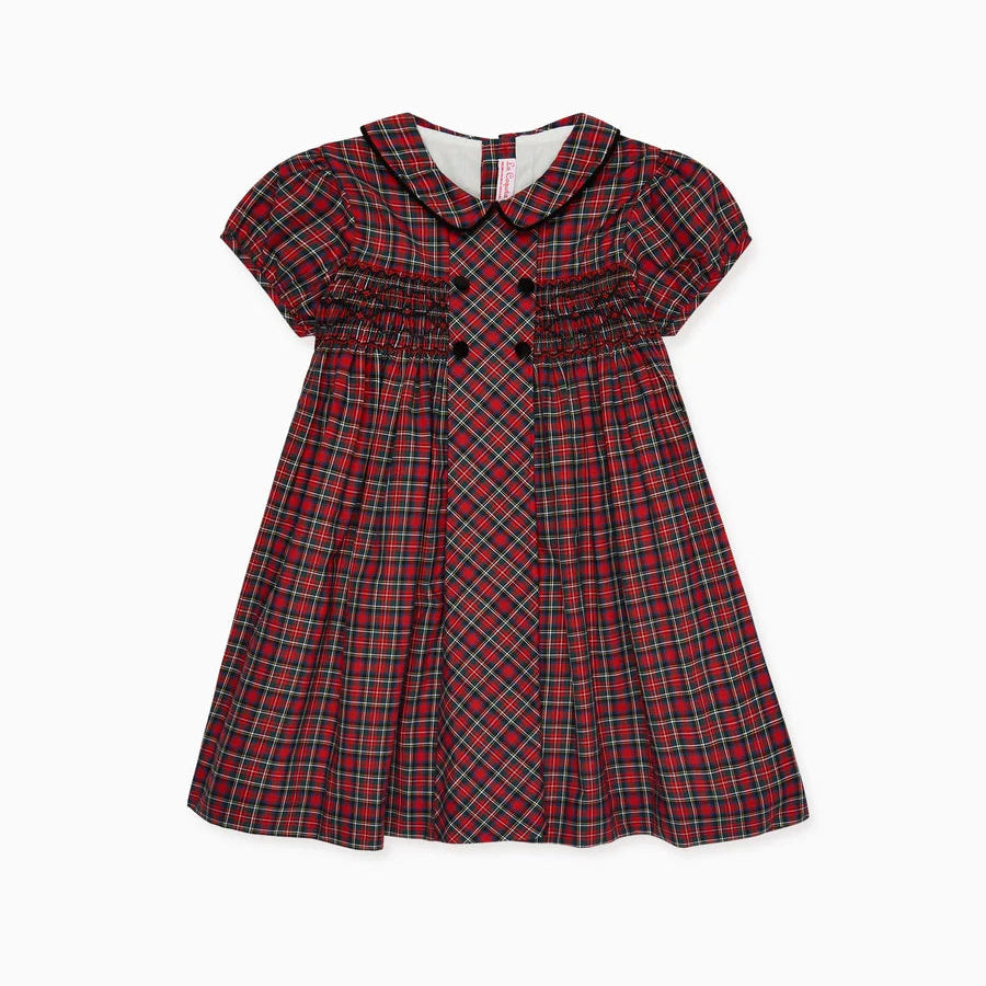 La Coqueta Red Tartan Arcadia Girl Hand-Smocked Dress
