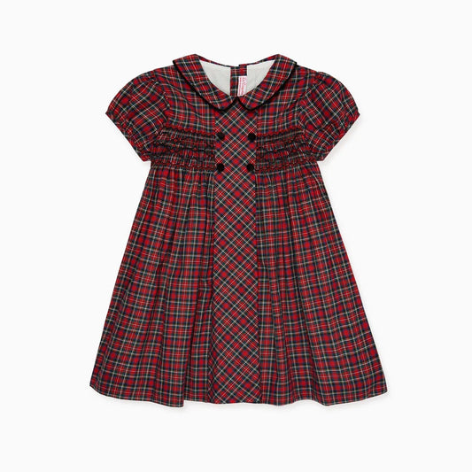 La Coqueta Red Tartan Arcadia Girl Hand-Smocked Dress