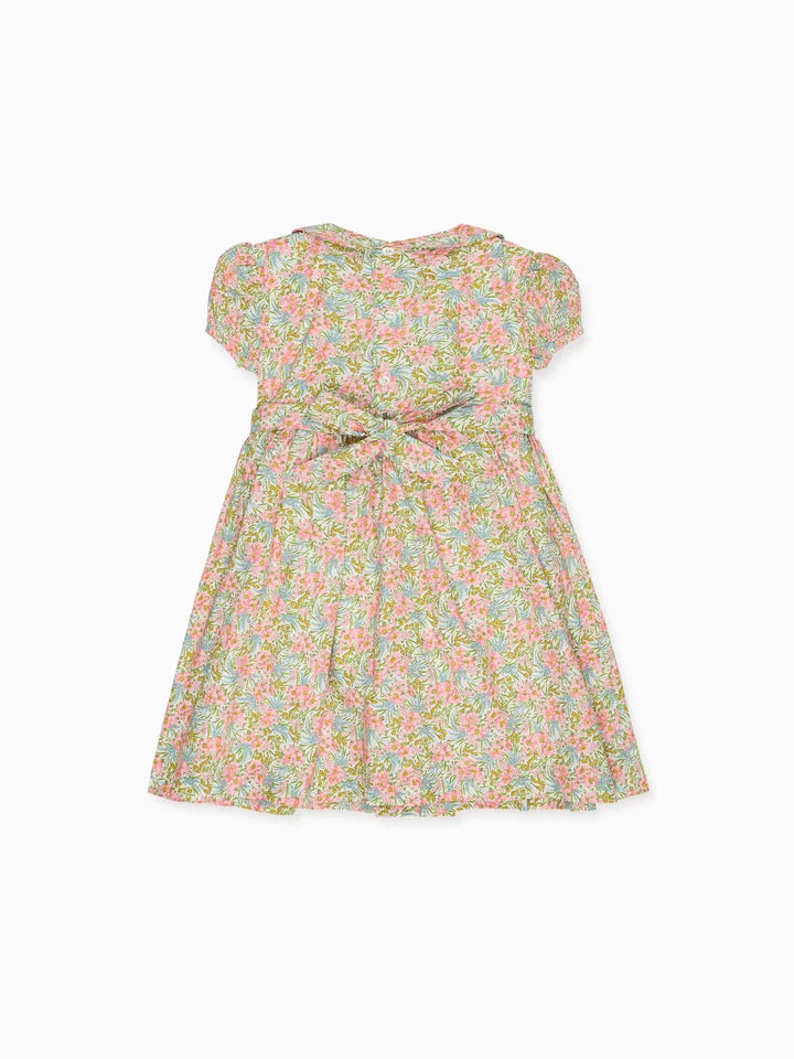 la coqueta Pink Floral Arcadia Girl Made With Liberty Fabric Hand-Smocked Dress
