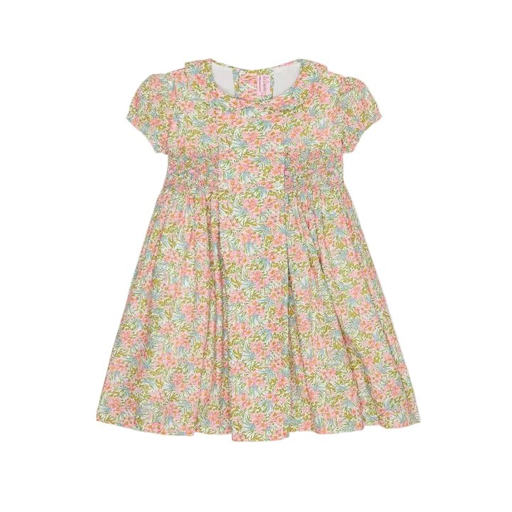 Pink Floral Arcadia Girl Made With Liberty Fabric Hand-Smocked childs Dress made by La Coqueta