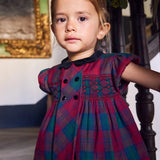 La Coqueta Red Tartan Arcadia Baby Girl Hand-Smocked Set