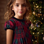 La Coqueta Red Tartan Arcadia Girl Hand-Smocked Dress