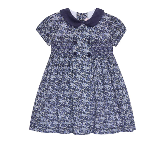 Navy Floral Arcadia Girl Hand Smocked Dress