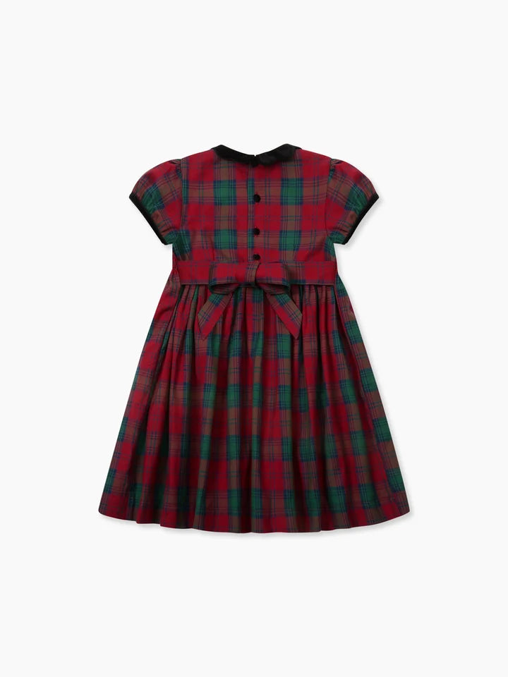 La Coqueta Red Tartan Arcadia Girl Hand-Smocked Dress