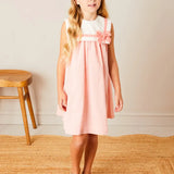 Linen Blend Trapeze Dress in Peach Orange