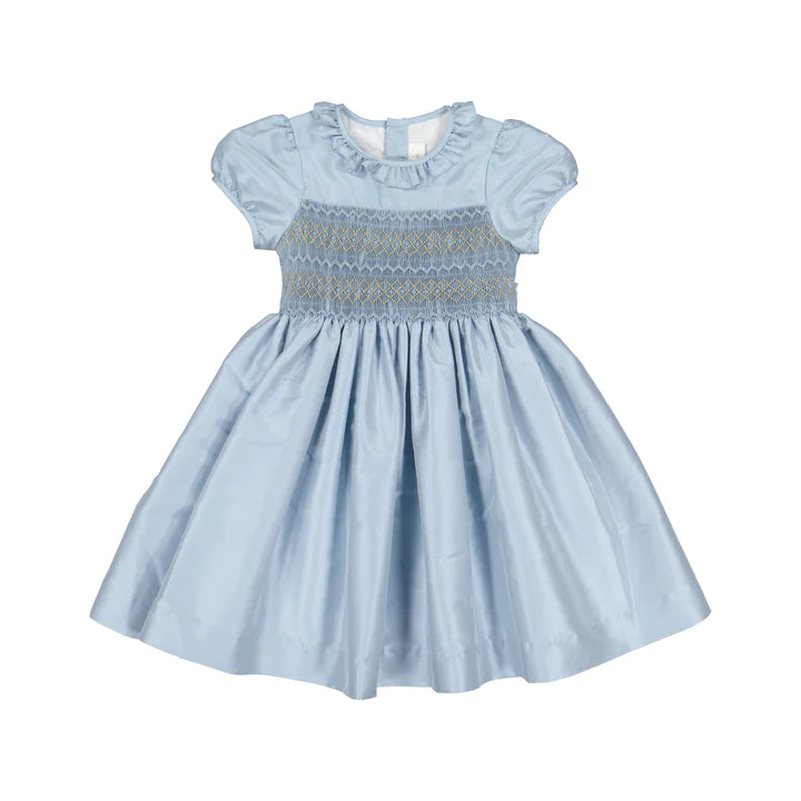 Antionette Paris Astrid Blue Silk Smocked Dress