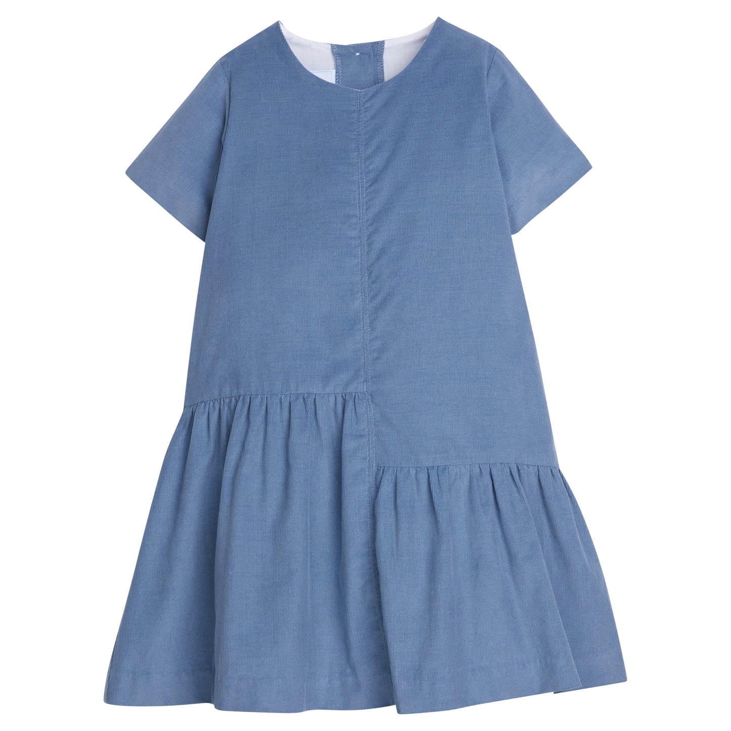 Little English Asymmetrical Jillian Dress - Stormy Blue Corduroy