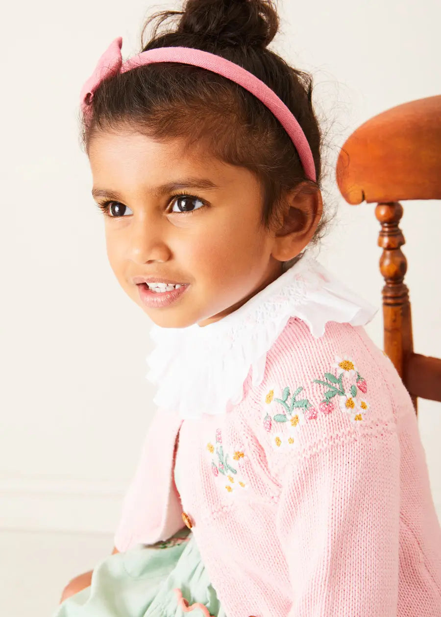 Pepa London Pink Strawberry Embroidery Cardigan 