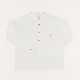 Pepa London Linen Mao Collar Long Sleeve Shirt in White