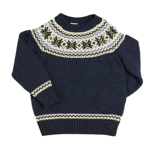 Classic Fair Isle Merino Wool Jumper in Navy