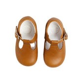 Leather T-Bar Baby Shoes in Brown