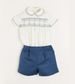 Pepa London Hand Smocked Short Sleeve Two Piece Set in Royal Blue