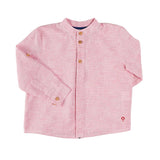 Pepa London Lawrence Striped Mao Collar Long Sleeve Shirt in Red