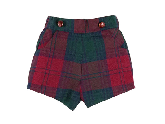 Pepa London Grosvenor Tartan Button Detail Bloomers in Red