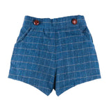 Pepa London Moreton Check Button Detail Bloomers in Navy