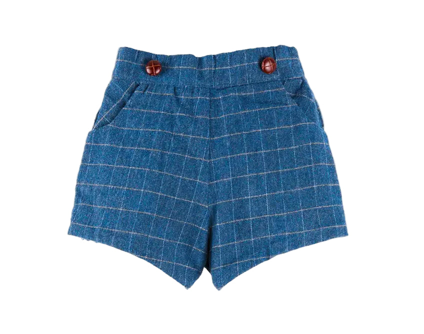 Pepa London Moreton Check Button Detail Bloomers in Navy