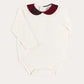 Pepa London Grovesnor Tartan Collar Long Sleeve Bodysuit in Red