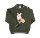 Pepa London Corgi Embroidered Button Detail Jumper in Green