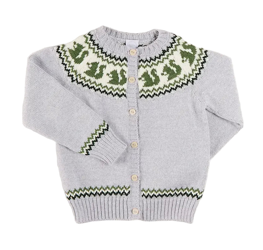 Pepa London Squirrel Fair Isle Jacquard Knitted Cardigan in Grey