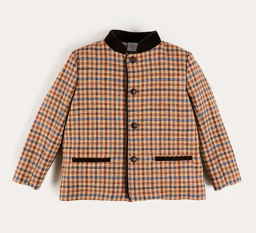 Pepa London Vincent Check Austrian Single Breasted Jacket in Brown