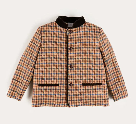 Pepa London Vincent Check Austrian Single Breasted Jacket in Brown