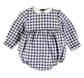 Pepa London Draycott Check Peter Pan Collar Long Sleeve Romper in Blue